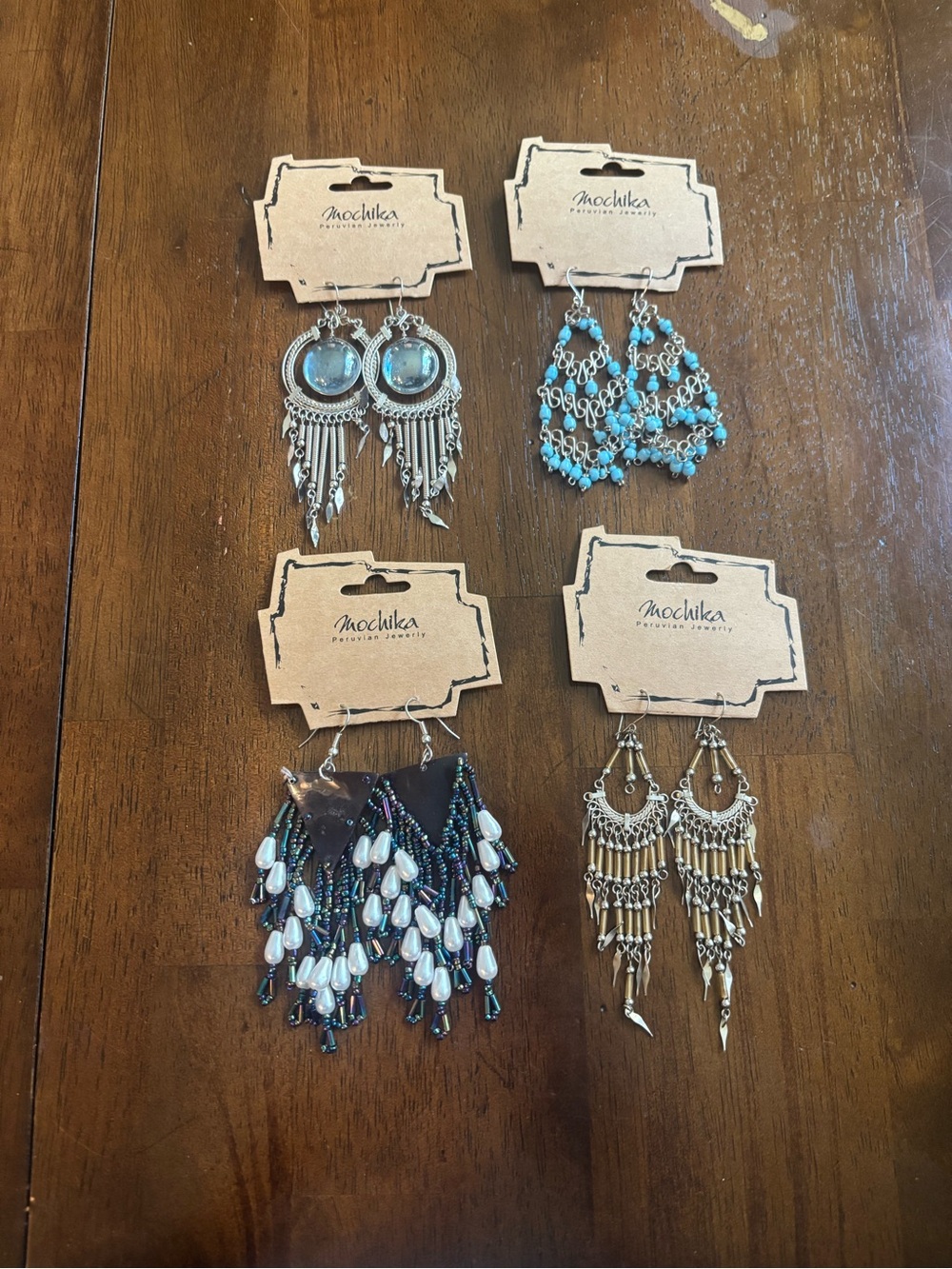Peruvian Beaded Dangle Earrings - Boho Statement